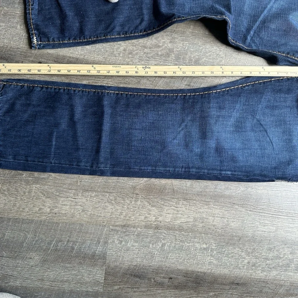True Religion Jeans Mens 38x32 Blue Ricky Big T Flap Pocket Thick Stitch Y2K Mb3